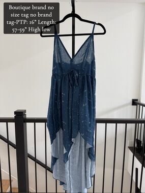 Boutique High-Low Spaghetti Strap Maxi Dress - Navy